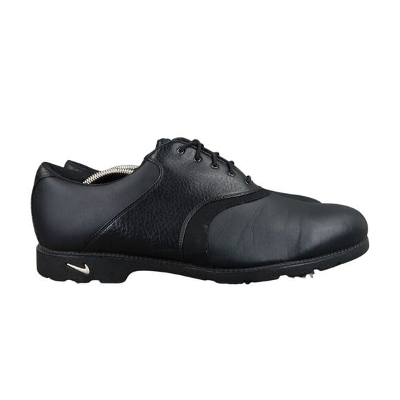 Nike Shoes Mens 11.5 Golf Cleat Saddle Oxford Classic Waverly Last Black Leather - Picture 2 of 13